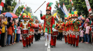 Gagah dan percaya diri, pasukan Drumband kami siap tampil memukau